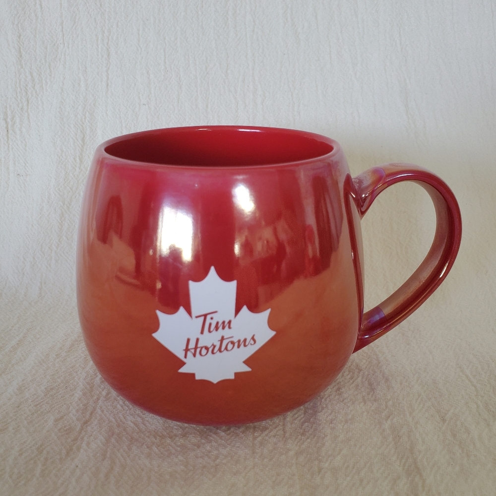Tim Hortons New 2020 Iridescent  Red & White Maple Leaf Mug